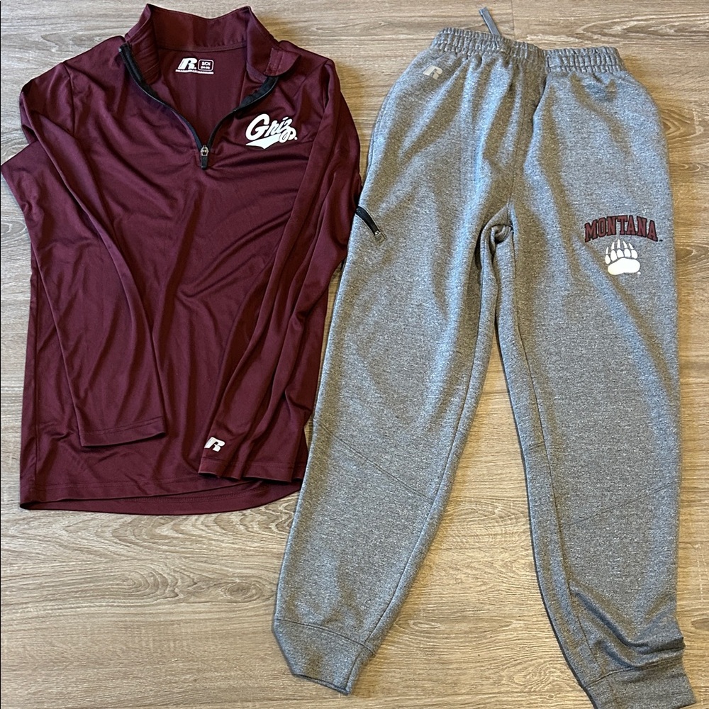 Montana Grizzlies Maroon Quarter-Zip Pullover and Gray Sweatpants Set